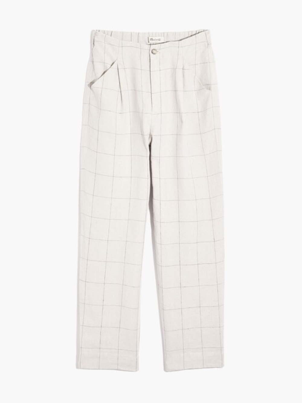 Madewell Linen Taper Wide Leg Trousers in windowpane